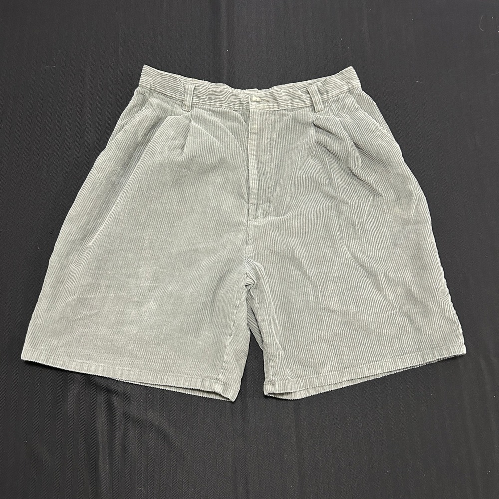 Northern Reflections Vintage Corduroy Pleated Shorts Sage Grey Womens 15/16